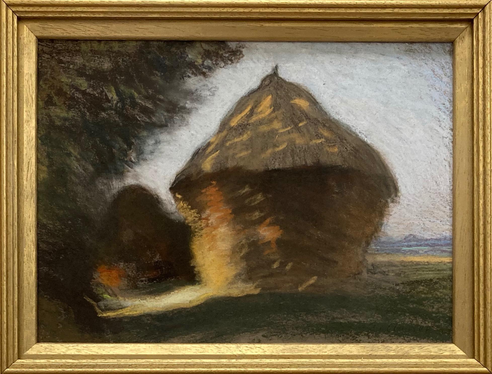 Une image immédiatement captivante de l'un des grands maîtres de l'impressionnisme britannique. La meule de foin est l'une des principales icônes de la peinture en plein air du XIXe siècle : un sujet très apprécié par Monet et les