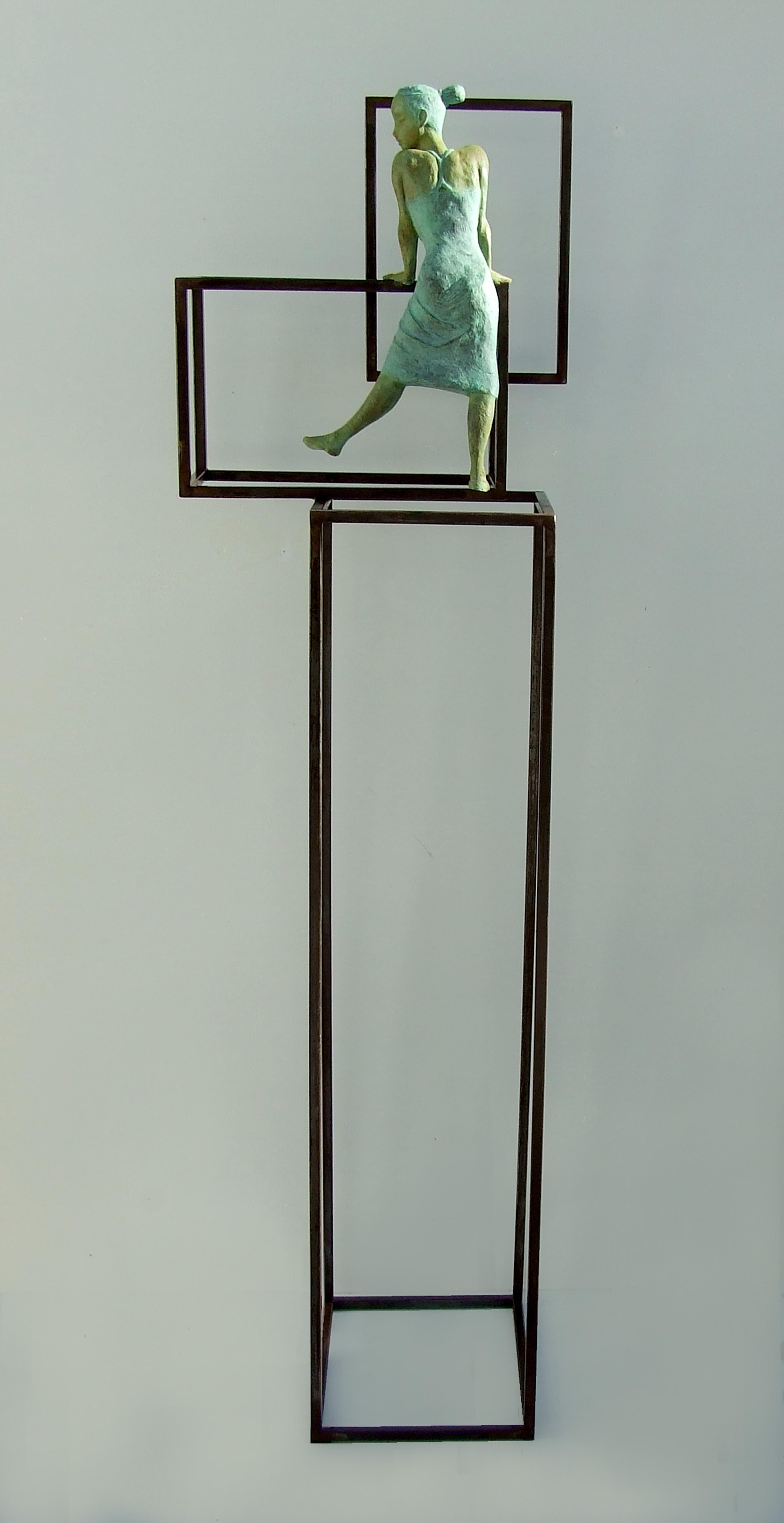 "Cuba Salsa" contemporary bronze floor sculpture figurative girl salsa dancing
