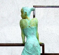 "Cuba Salsa" contemporary bronze floor sculpture figurative girl salsa dancing