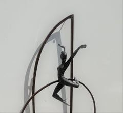 "Misty" contemporary bronze mural,  table sculpture figurative ballerina dancing