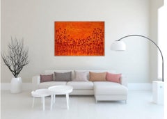 "Pasión" 90x130cm pintura floral acrílico n tinta sobre lienzo naranja atardecer naturaleza