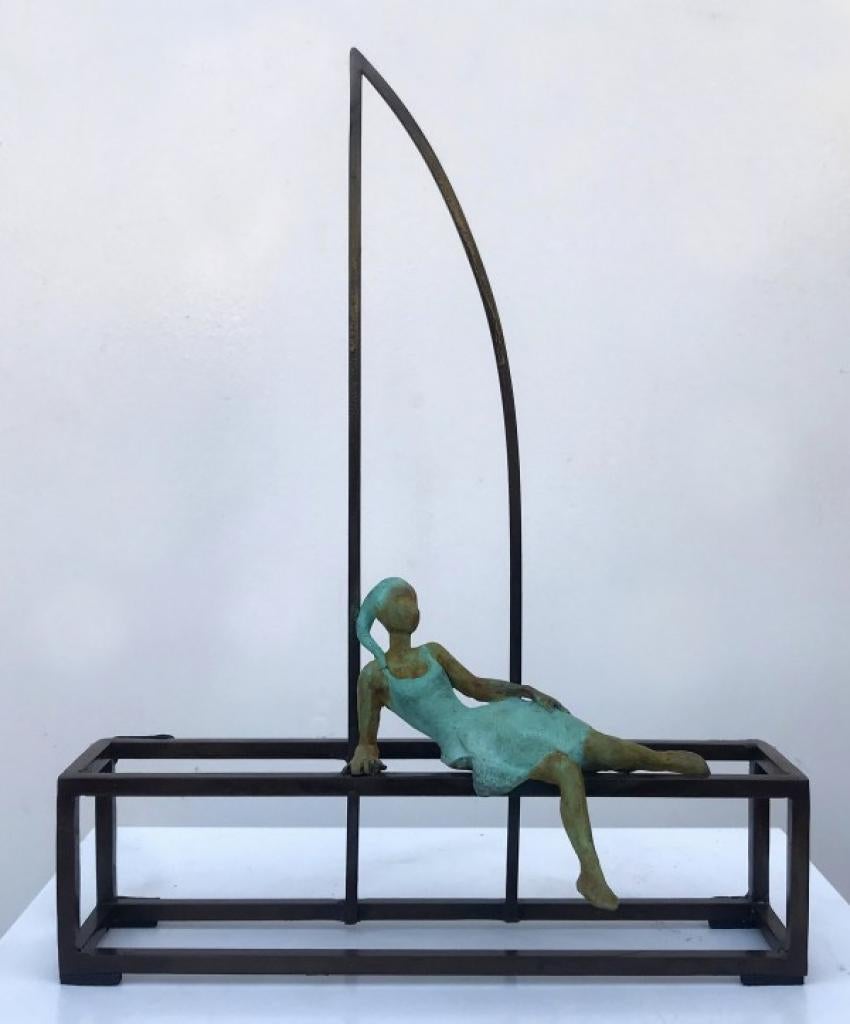 Joan Artigas Planas Figurative Sculpture - "Greek Princess" contemporary bronze table, mural sculpture figurative girl