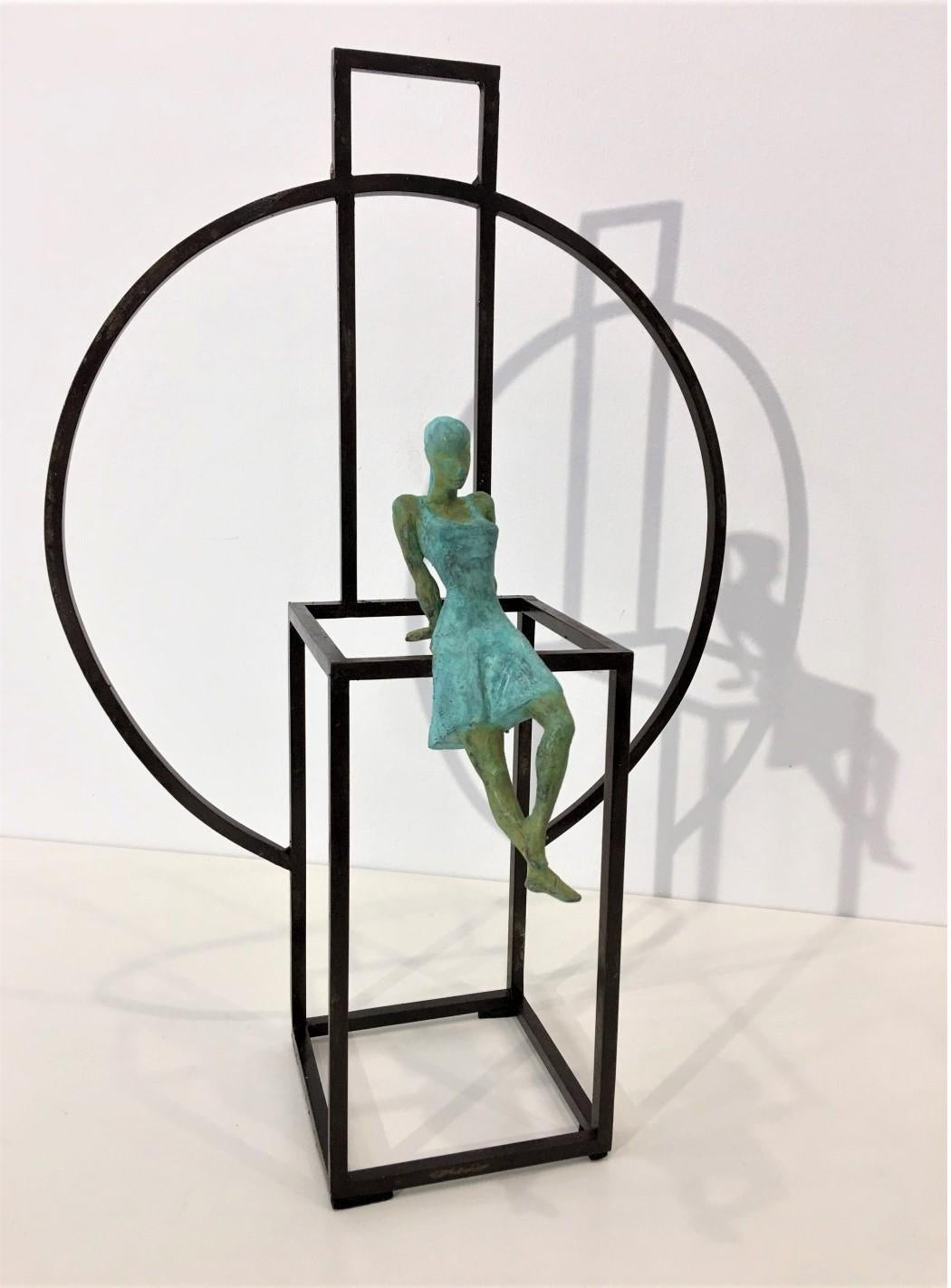 Table contemporaine en bronze « Princesse chinoise », sculpture murale figurative jeune fille