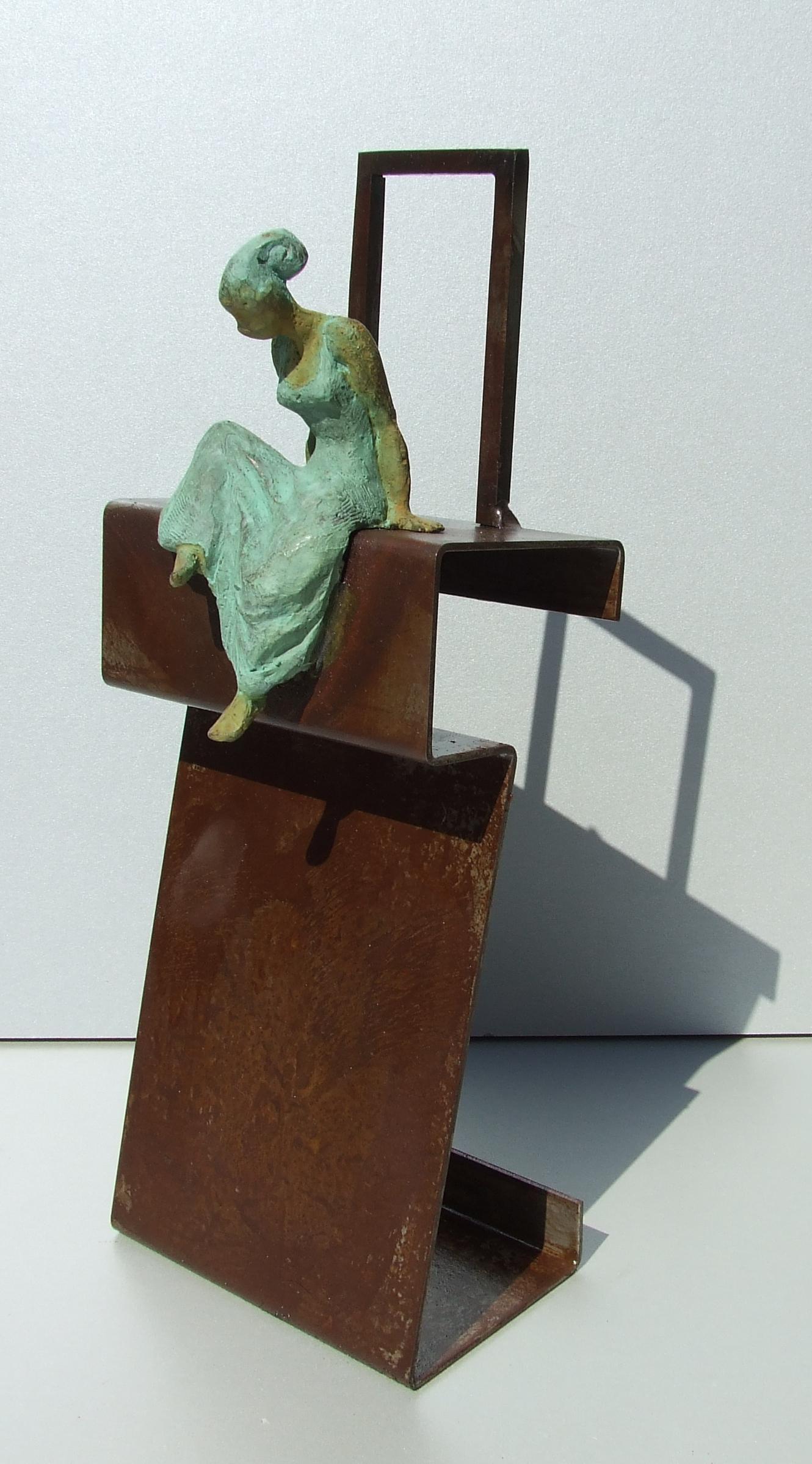 Joan Artigas Planas Figurative Sculpture - "Little Queen III" contemporary bronze table, mural sculpture figurative girl