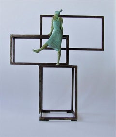 "Cuba Salsa Small" contemporary bronze table, mural sculpture figurative dancing