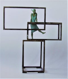 "Cuba Salsa Small" contemporary bronze table, mural sculpture figurative dancing
