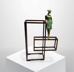 "Cuba Bolero" contemporary bronze table, mural sculpture figurative Cuba dancing