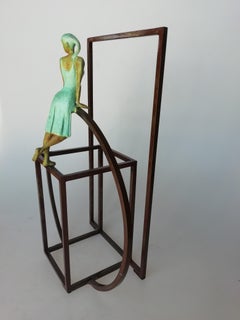 "Cuba Mambo" contemporary bronze table, mural sculpture figurative Cuba dancing