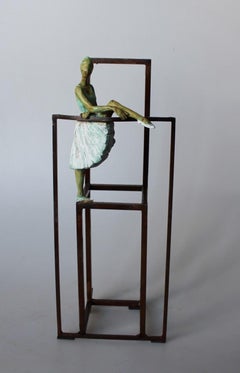 "Paulova II" contemporary bronze table, mural sculpture figurative ballet dancer