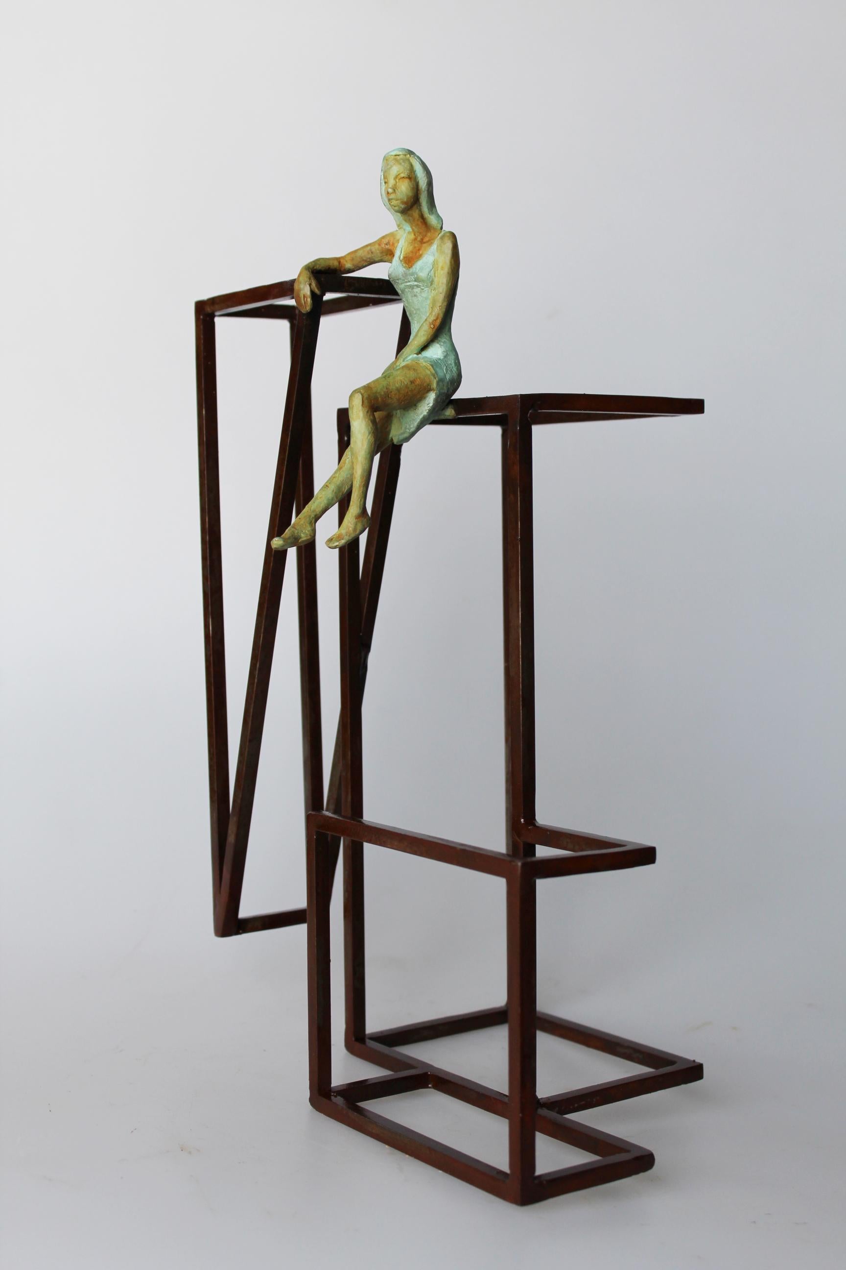 Joan Artigas Planas Figurative Sculpture - "Inspiration III" contemporary bronze table, mural sculpture figurative girl 