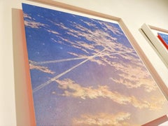"Sensitivity to Ephemeral I" landscape pigments silver leaf on paper sky clouds