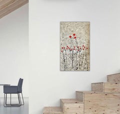 "Danza Roja" 130x80cm pintura floral acrílico Tinta sobre lienzo flores rojas naturaleza