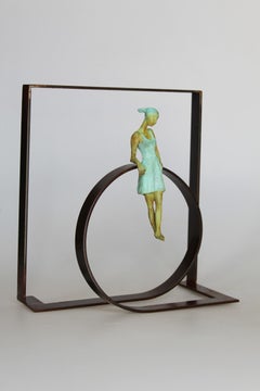 "Martona's Circle" contemporary bronze mural sculpture figurative girl carefree 