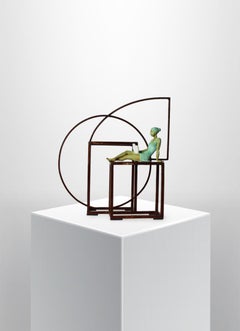 "Prose" contemporary bronze mural sculpture figurative girl reading book freedom
