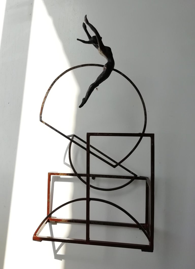 Joan Artigas Planas Figurative Sculpture - "Bauhus" contemporary bronze table, mural sculpture figurative girl freedom