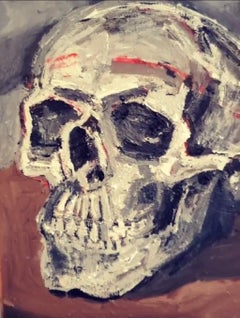 "Skull on my Dining Room Table (April 2020 Lockdown)" Figurative Painting