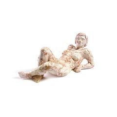 "Frances Reclining" Nude Figurative Sculpture, Beige, White