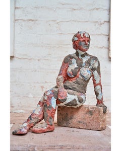 "Frances Regarding" Nude Figurative Sculpture, Beige, Grey, White