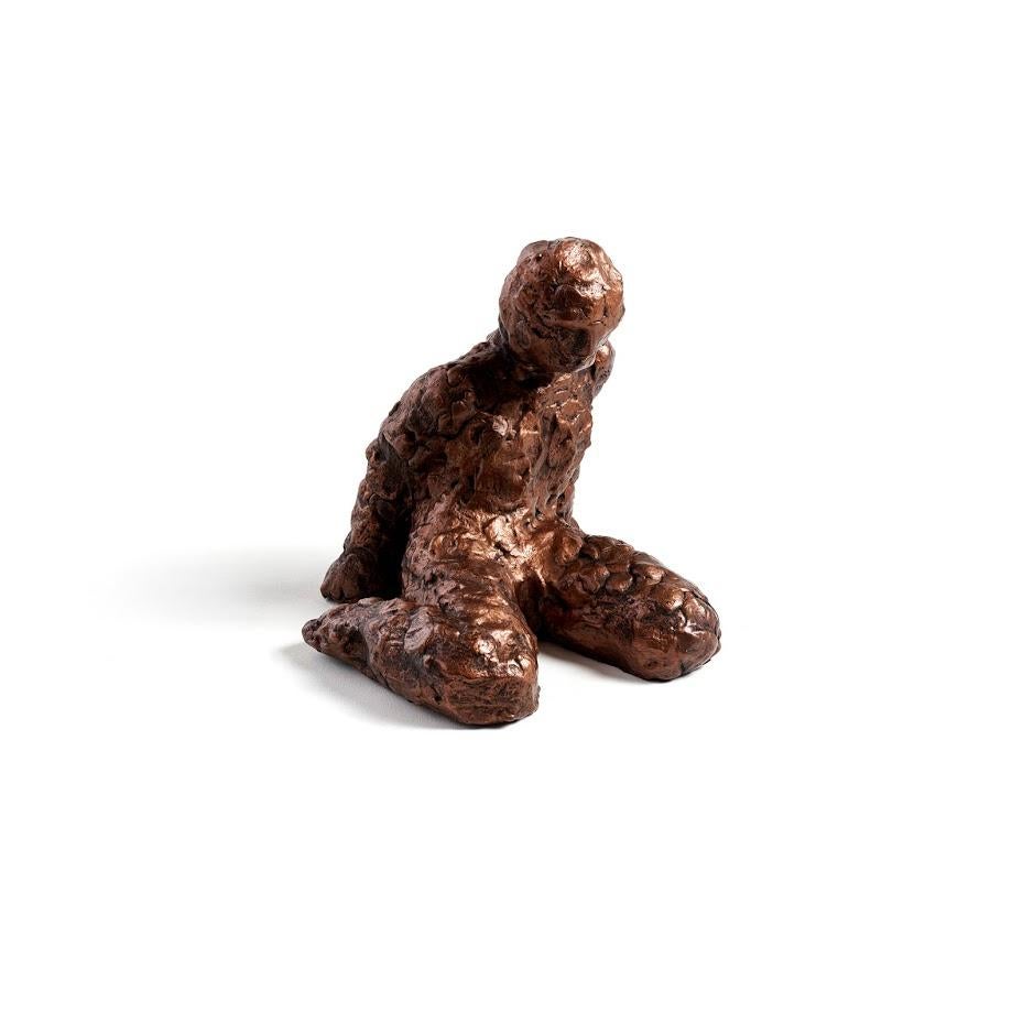 George Petrides Figurative Sculpture - "Pensive Aarron" Life-size Nude Figurative Abstract Sculpture
