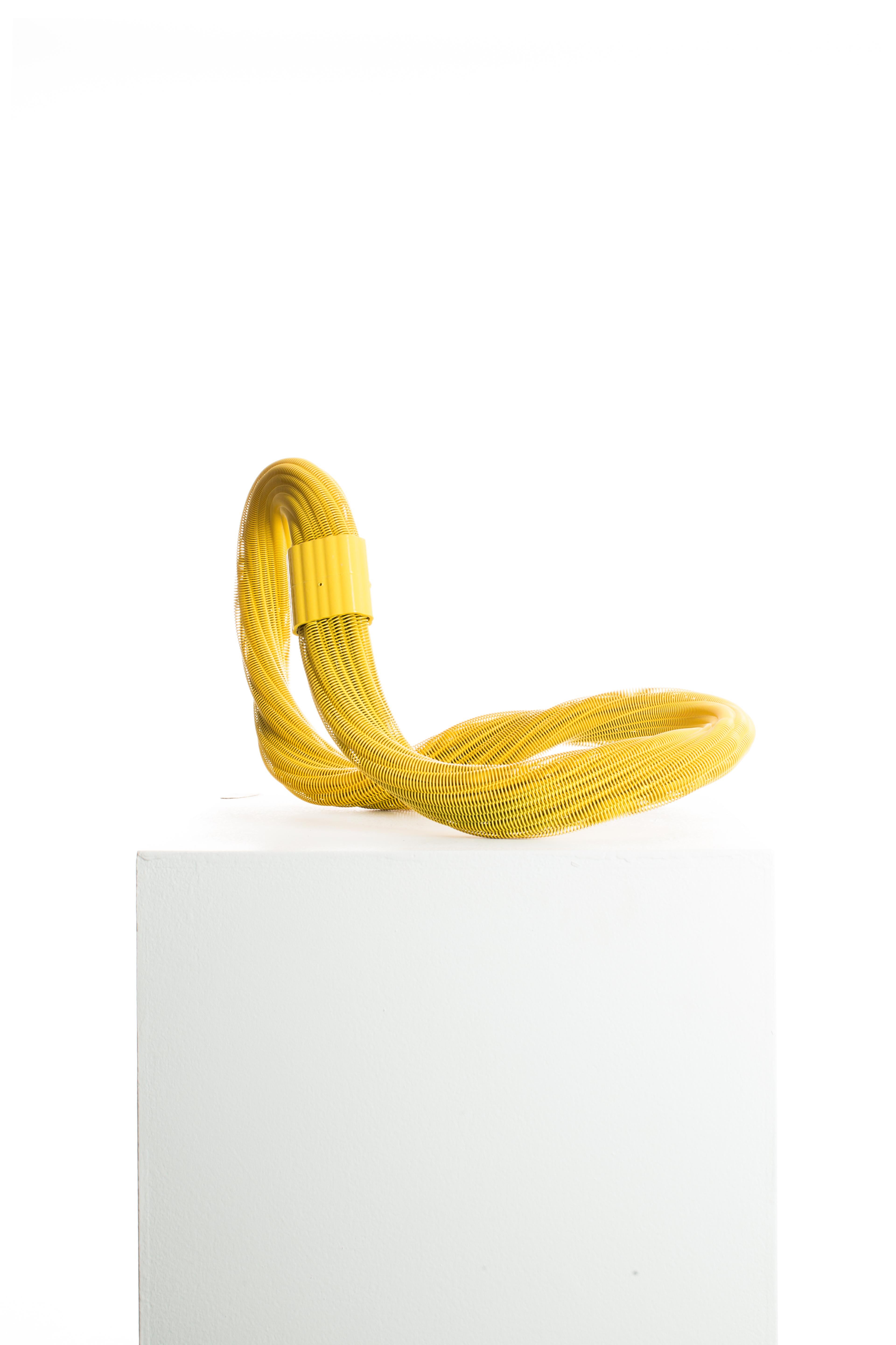 Compact Whisp 002
Yellow
1/1
Spring Steel, Brass, Powder Coating
40cm x 27cm x 32cm
3.2Kg  
2018

Whisps are meticulously constructed organic sculptural expressions. These expressions are symbolic of what the mind feels like to artist Driaan