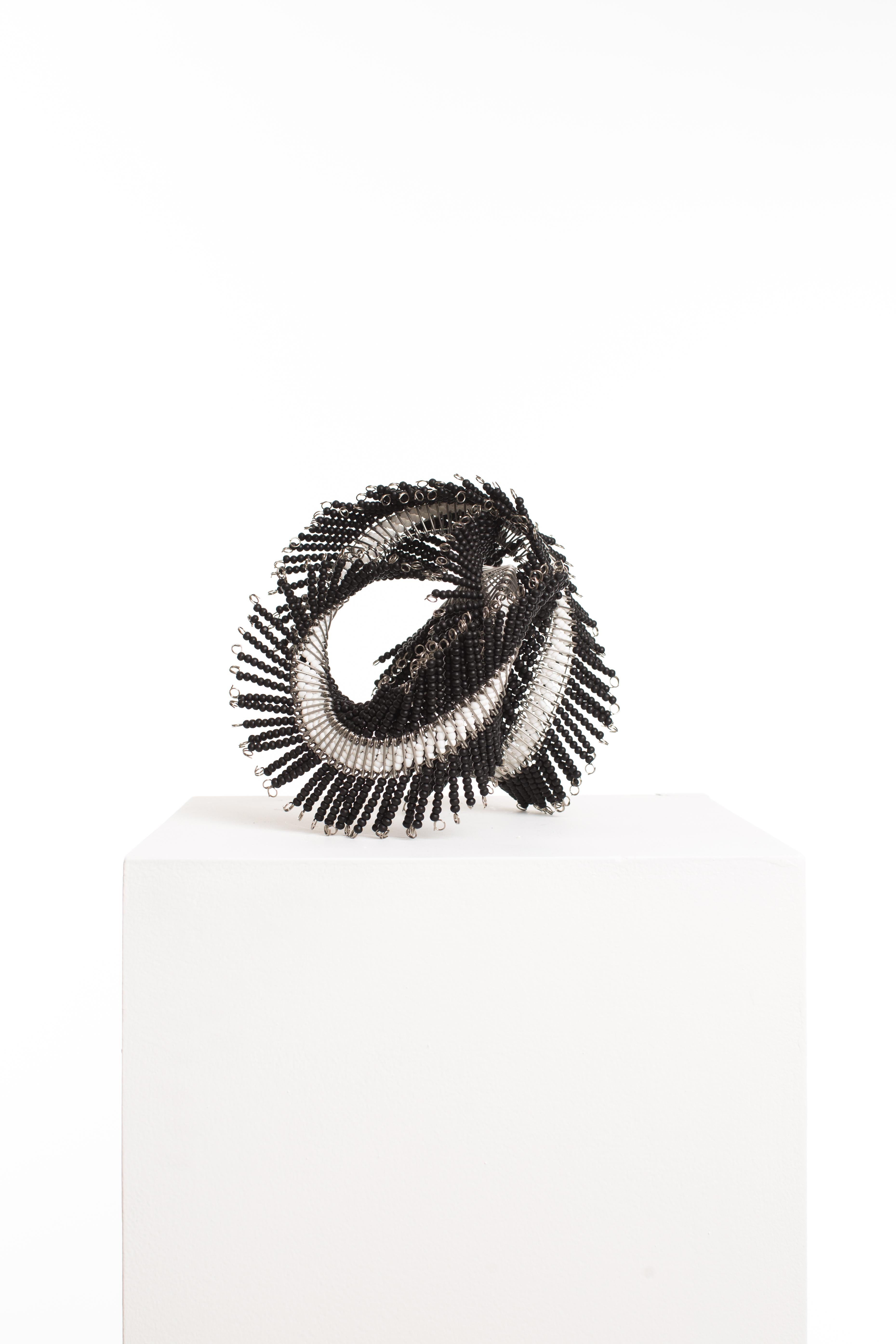 Driaan Claassen Abstract Sculpture - Black, White, Beaded, Steel, Pattern, Abstract, Contemporary, Modern, Art