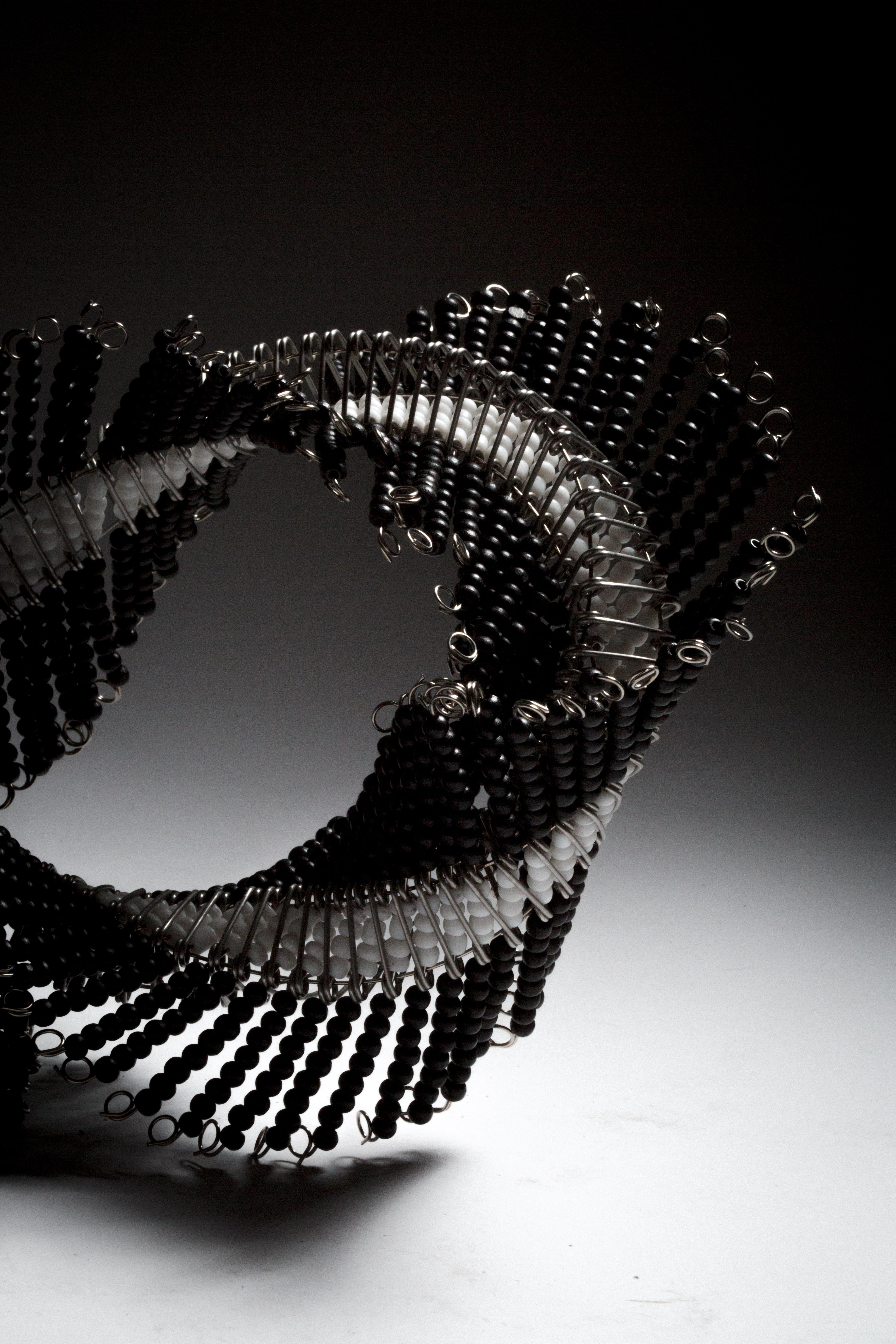 Black, White, Beaded, Steel, Pattern, Abstract, Contemporary, Modern, Art For Sale 2