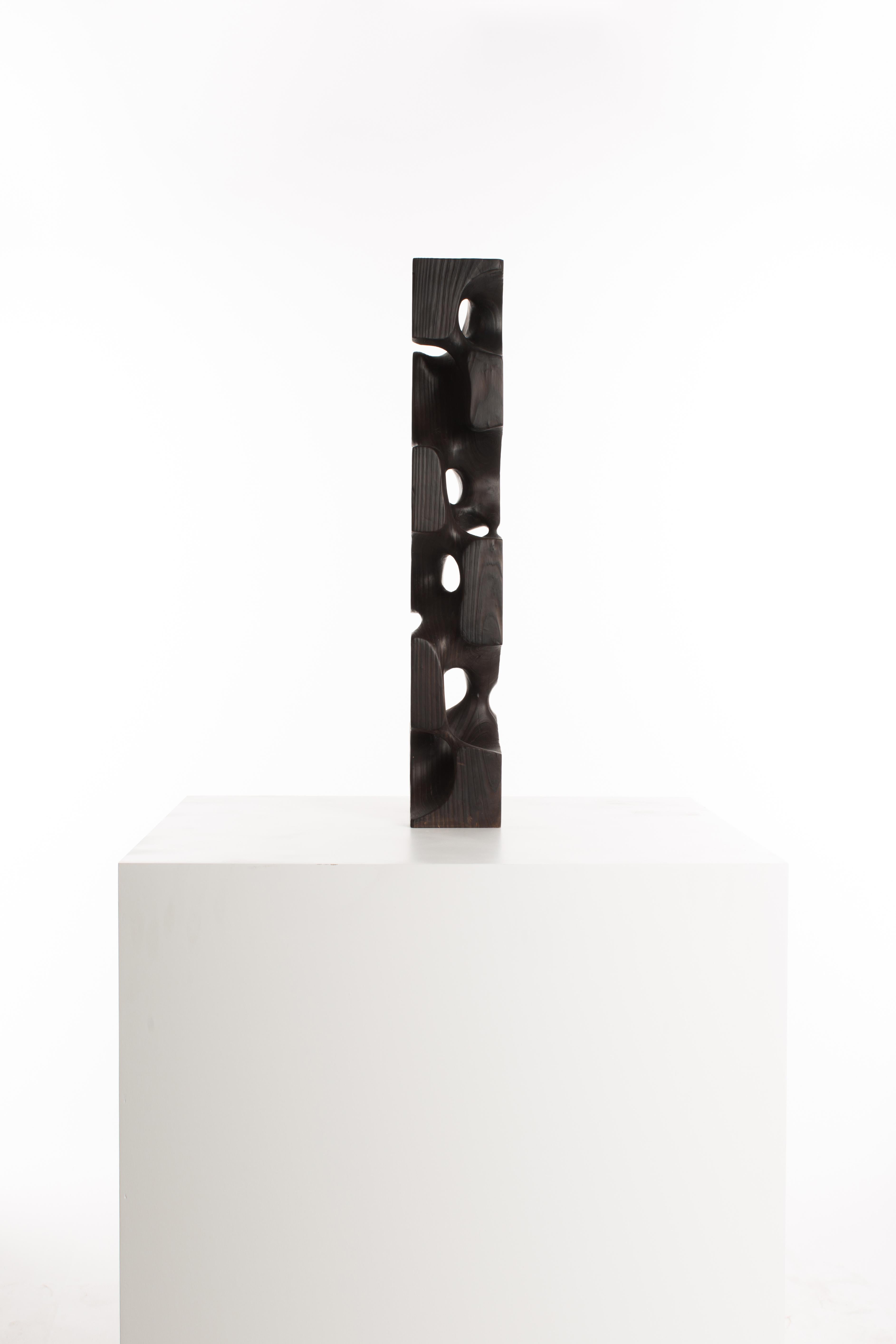 Wooden Cuboid 004 
1/1
Stone Pine / Burnt 
12cm x 12cm x 73cm 
2.9Kg
2020

Crystalized Sculptures is an abstracted exploration of marks left on the physical mind by experiences of emotion and feelings. In Driaan Claassens' work, where whisps portray