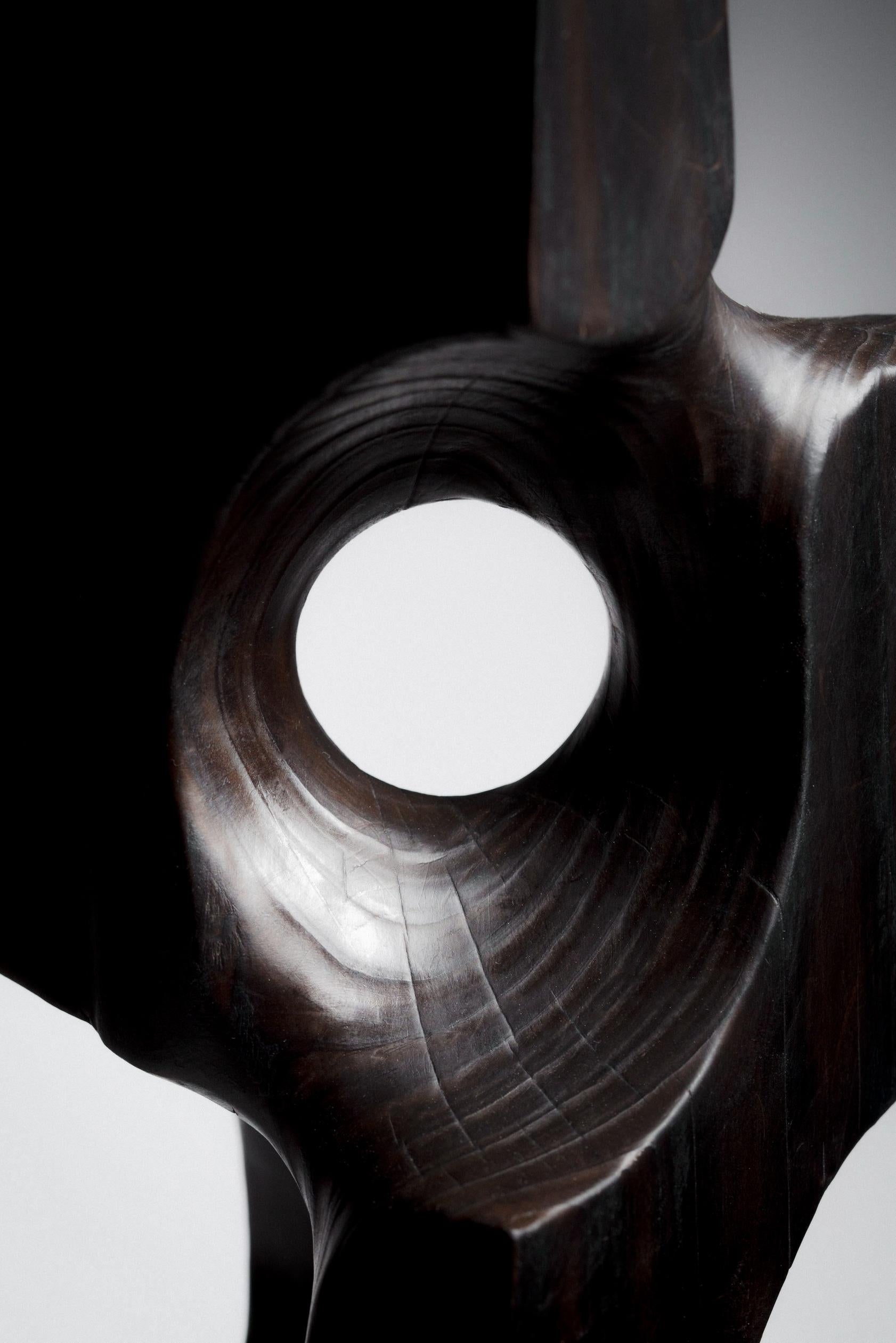 Schwarz, Satin, Matt, Holz, Abstrakt, Zeitgenössisch, Modern, Skulptur 4