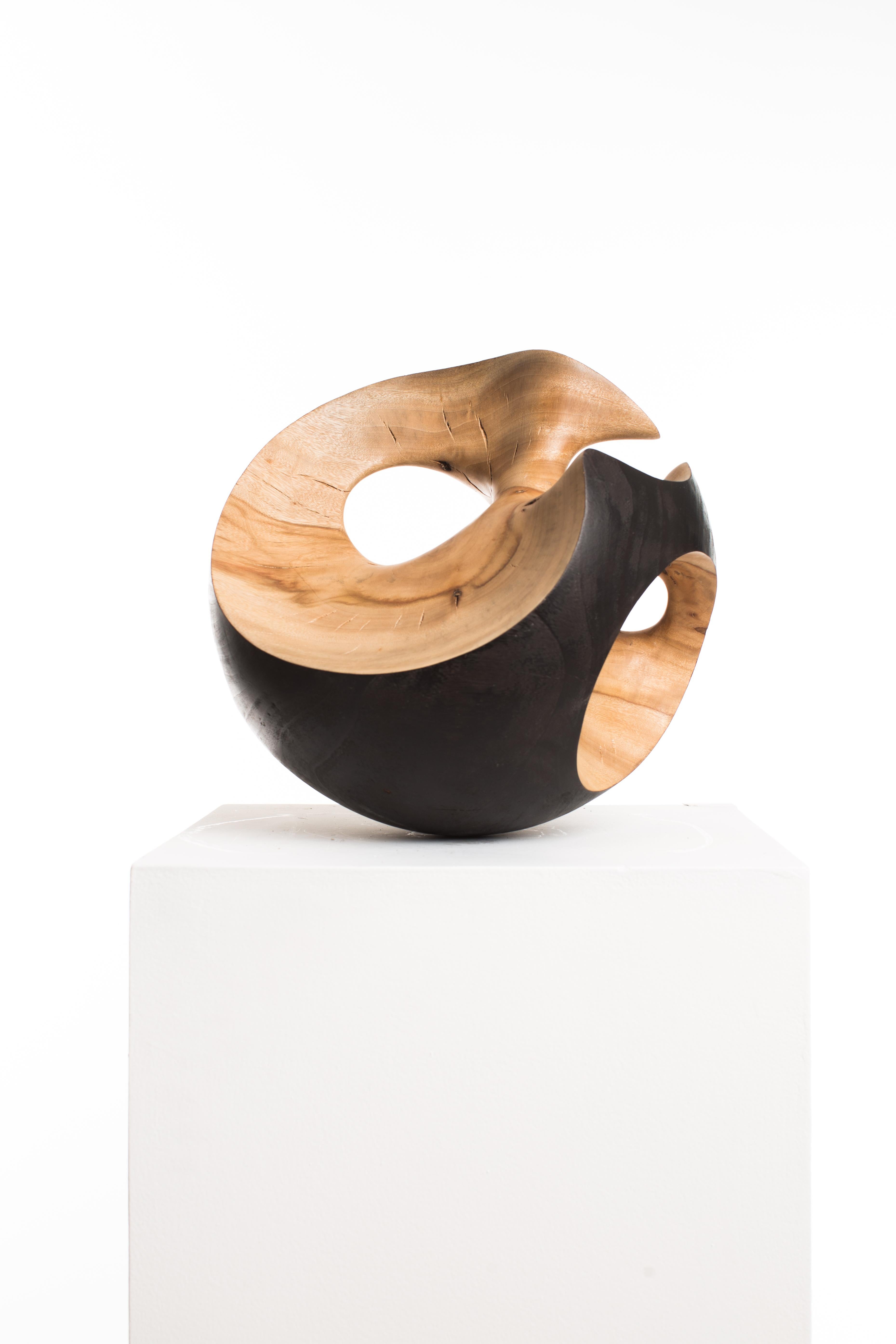 Driaan Claassen Abstract Sculpture - Raw, Black, Wood, Matte, Abstract, Contemporary, Modern, Sculpture