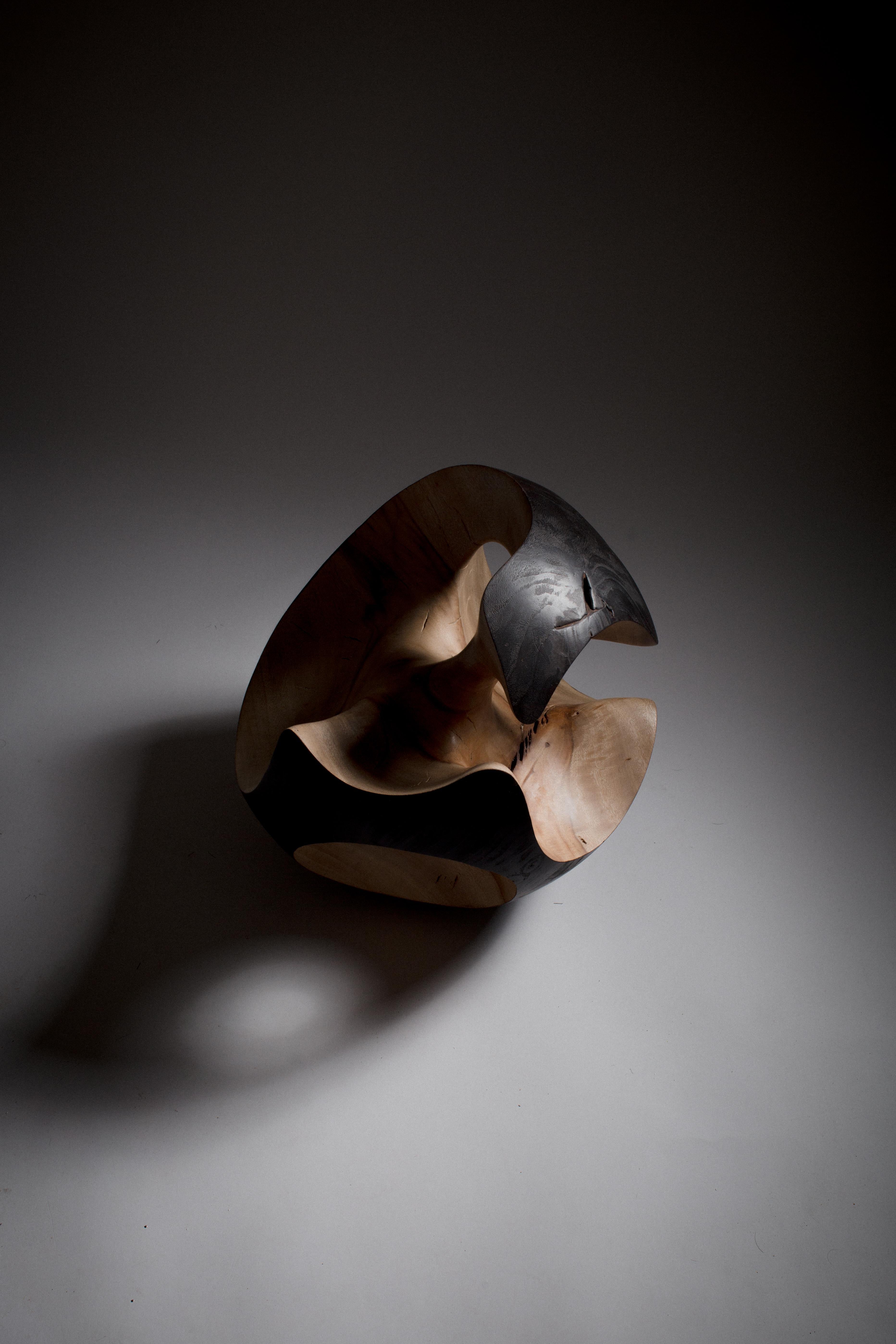 Raw, Black, Wood, Matte, Abstract, Contemporary, Modern, Sculpture 2