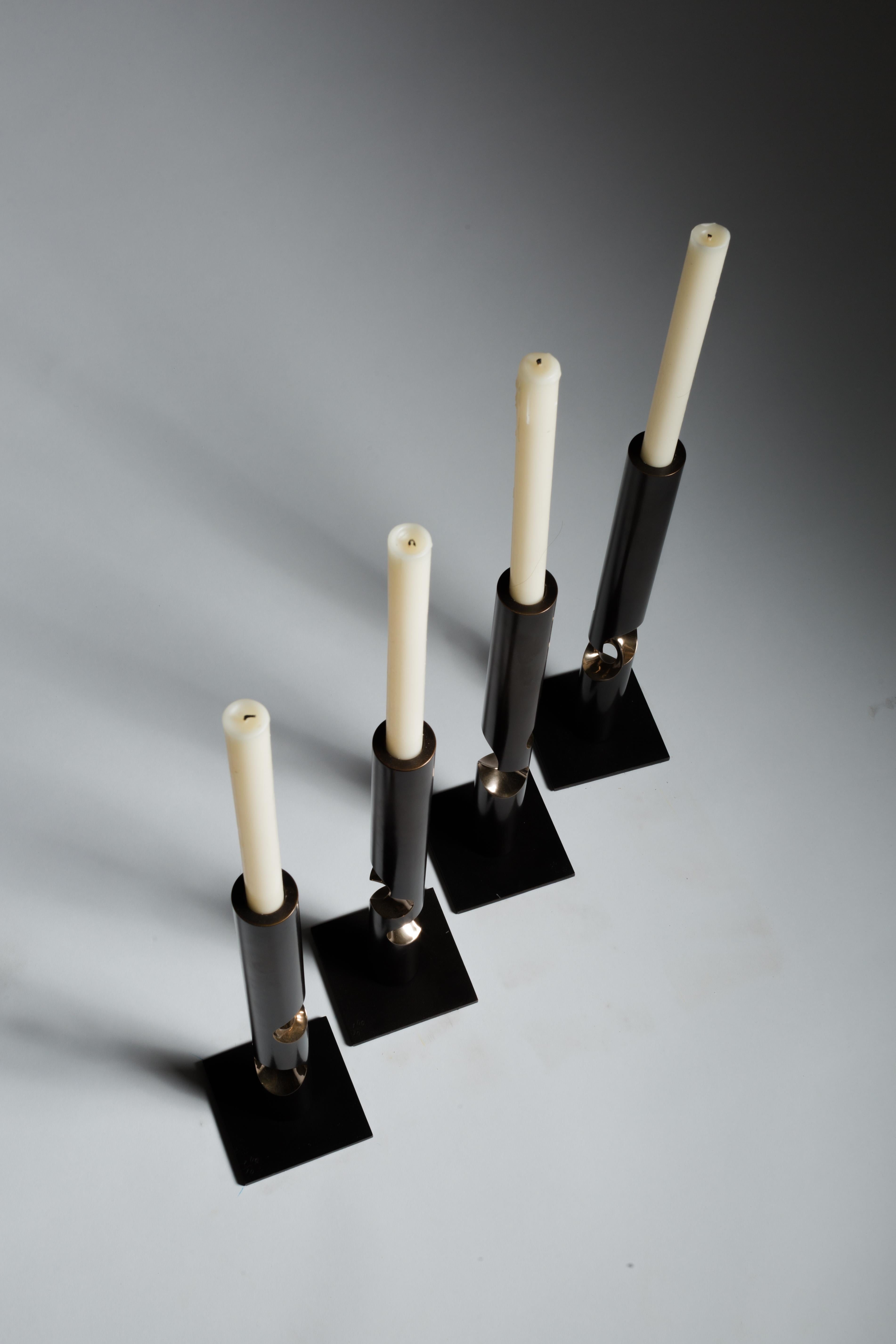 Candle Holder 001 
1/10
Bronze
10cm x 10cm x 37cm 
3,30Kg
2019

Crystalized Sculptures is an abstracted exploration of marks left on the physical mind by experiences of emotion and feelings. In Driaan Claassens' work, where whisps portray the