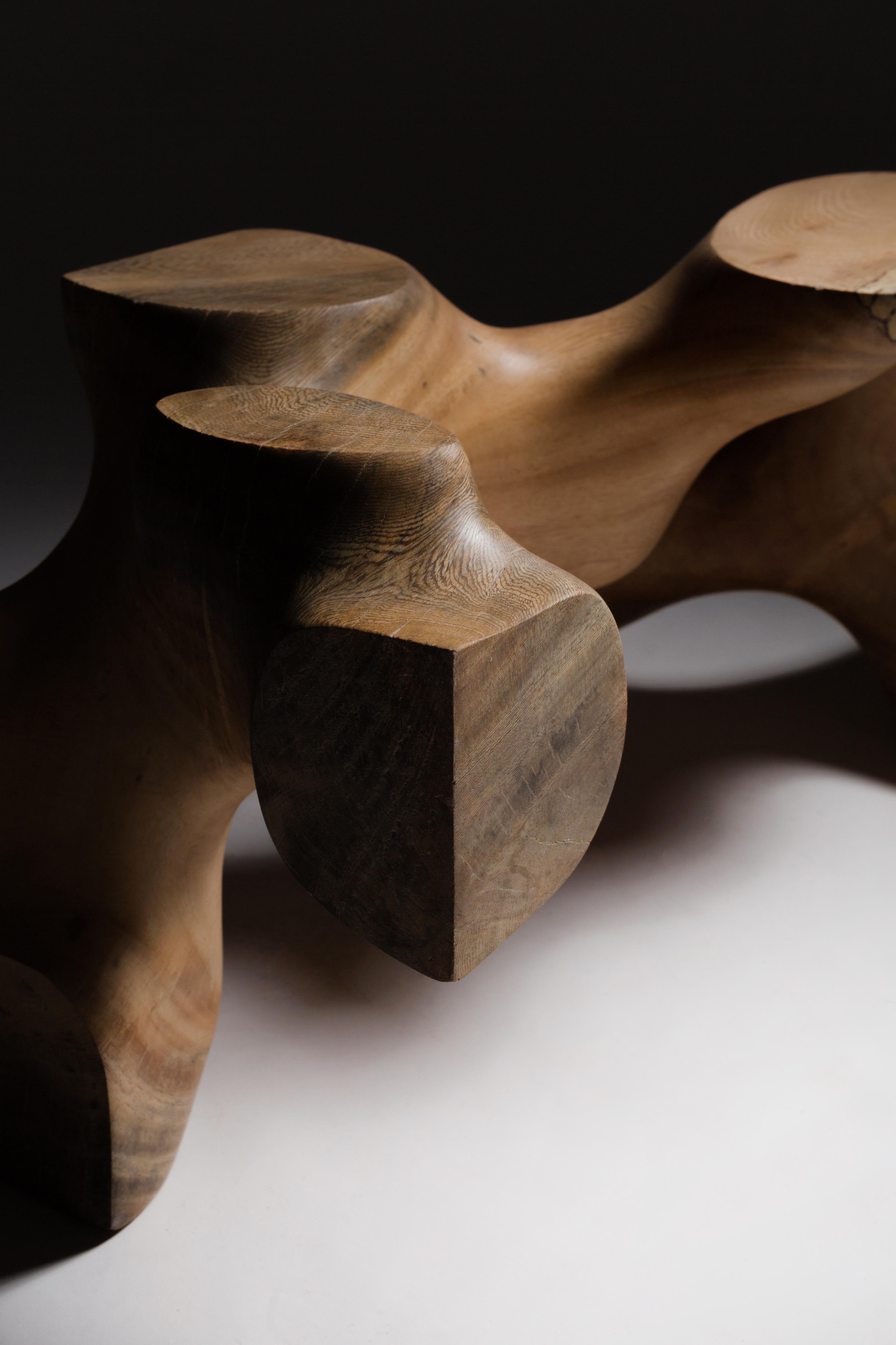 Raw, Wood, Matte, Varnish, Abstract, Contemporary, Modern, Sculpture For Sale 2