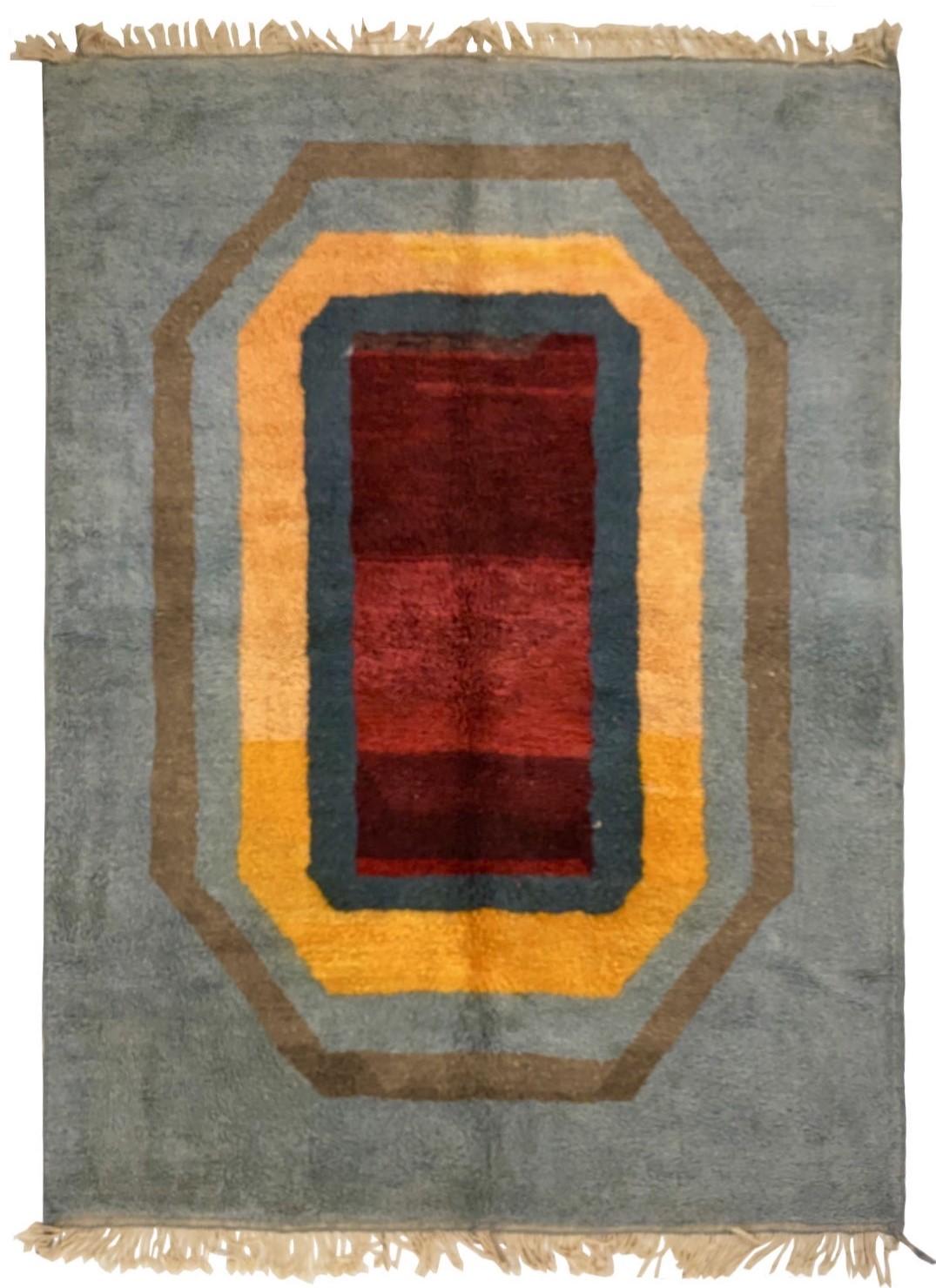  Moroccan Hand-Knotted  Wool Berber Rug - Art by Unknown