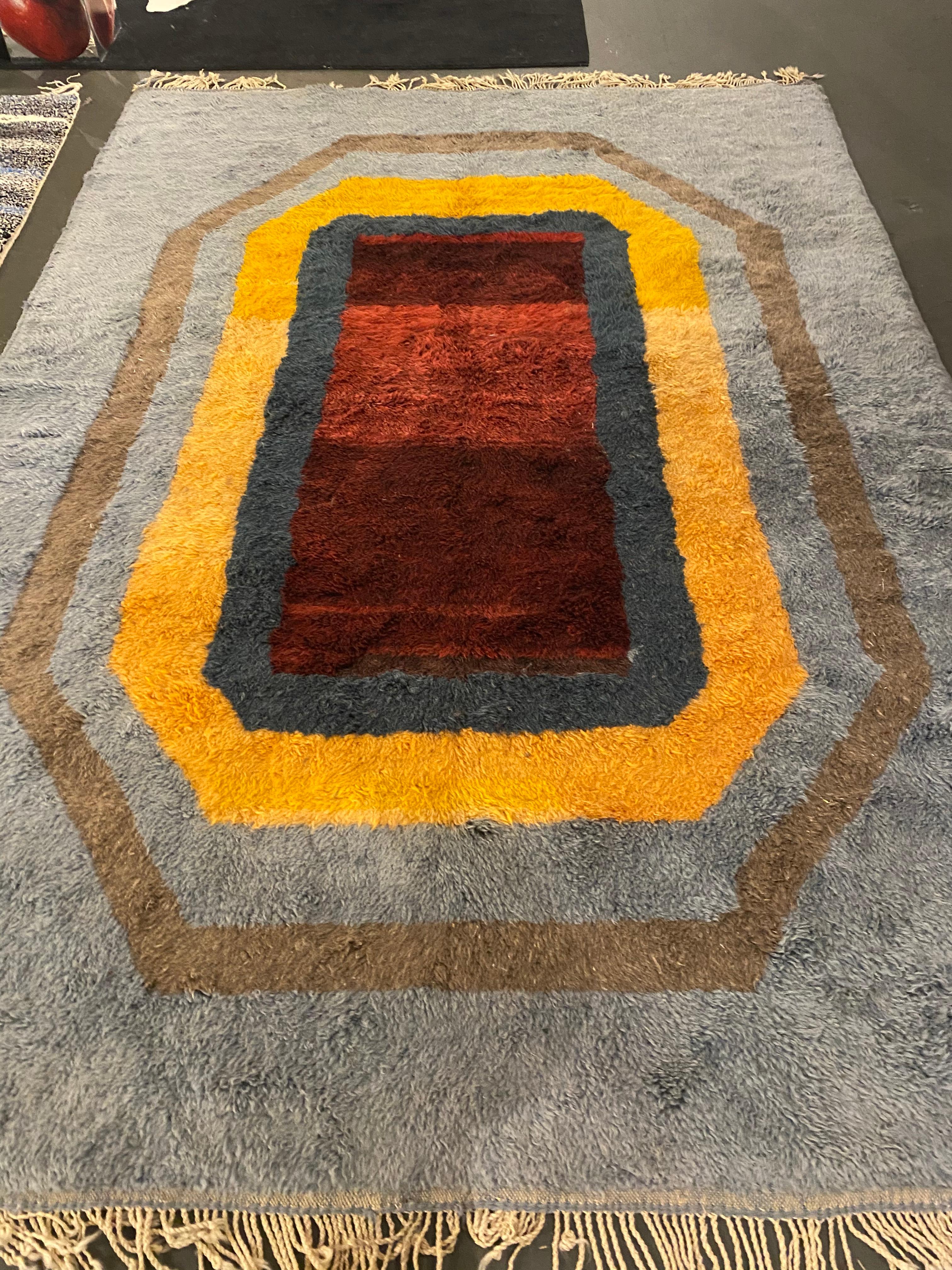 ca. Contemporary   Wool    
Moroccan rugs are a handmade creation, woven by the women of Berber tribes in the Atlas mountains. Each kind of berber rug is characterized by specific shapes and motifs that refer to the Beliefs of tribal population.
The