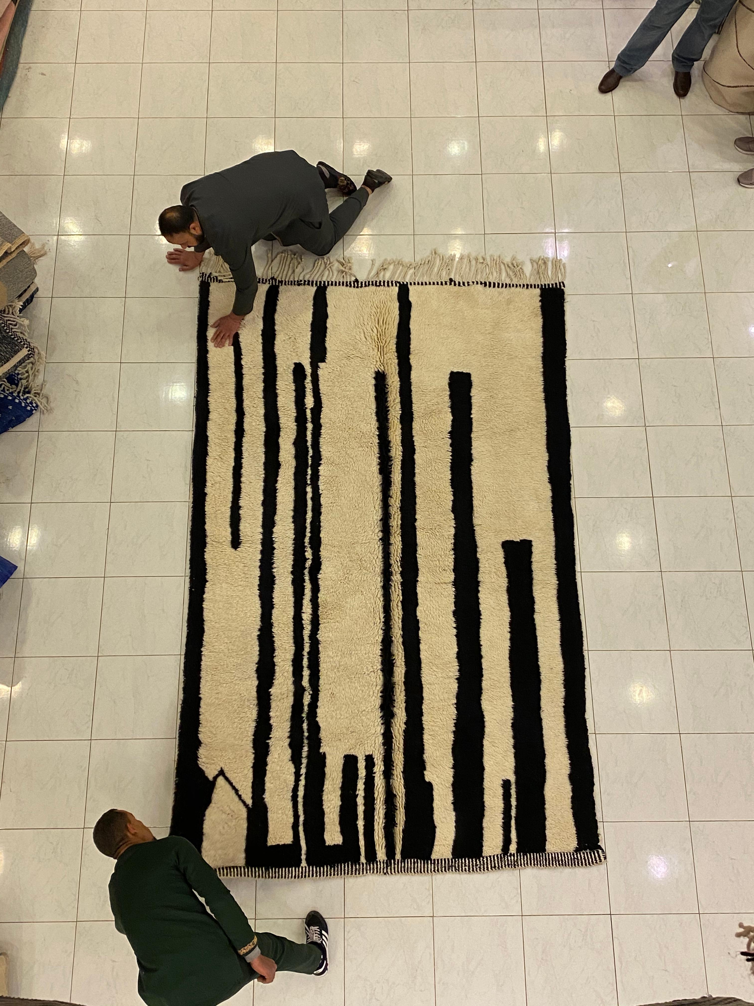 ca. Contemporary   Wool   
Moroccan rugs are a handmade creation, woven by the women of Berber tribes in the Atlas mountains. Each kind of berber rug is characterized by specific shapes and motifs that refer to the Beliefs of tribal population.
The
