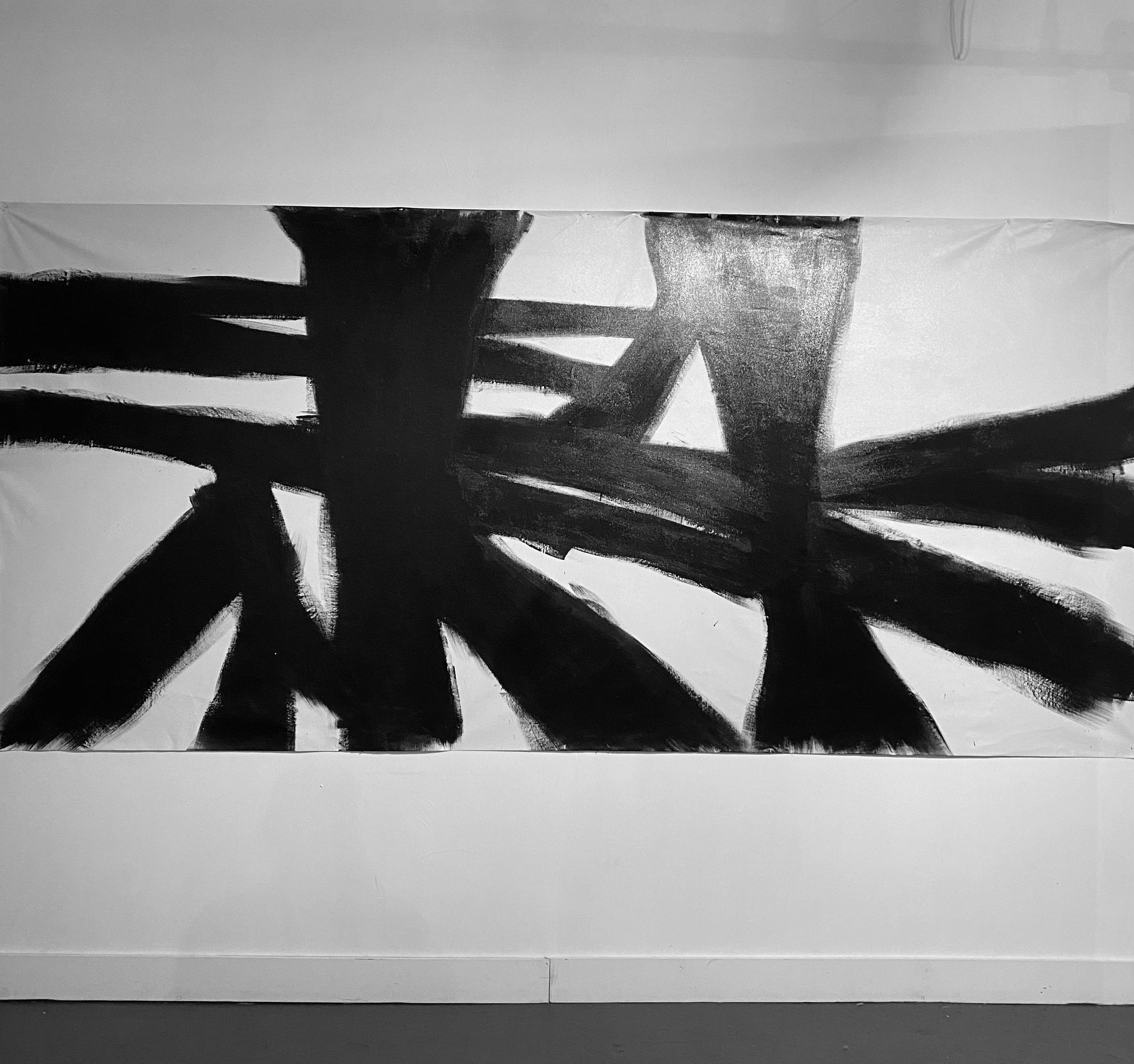 Abstract B1 - Black Abstract Painting by Carlos Mercado
