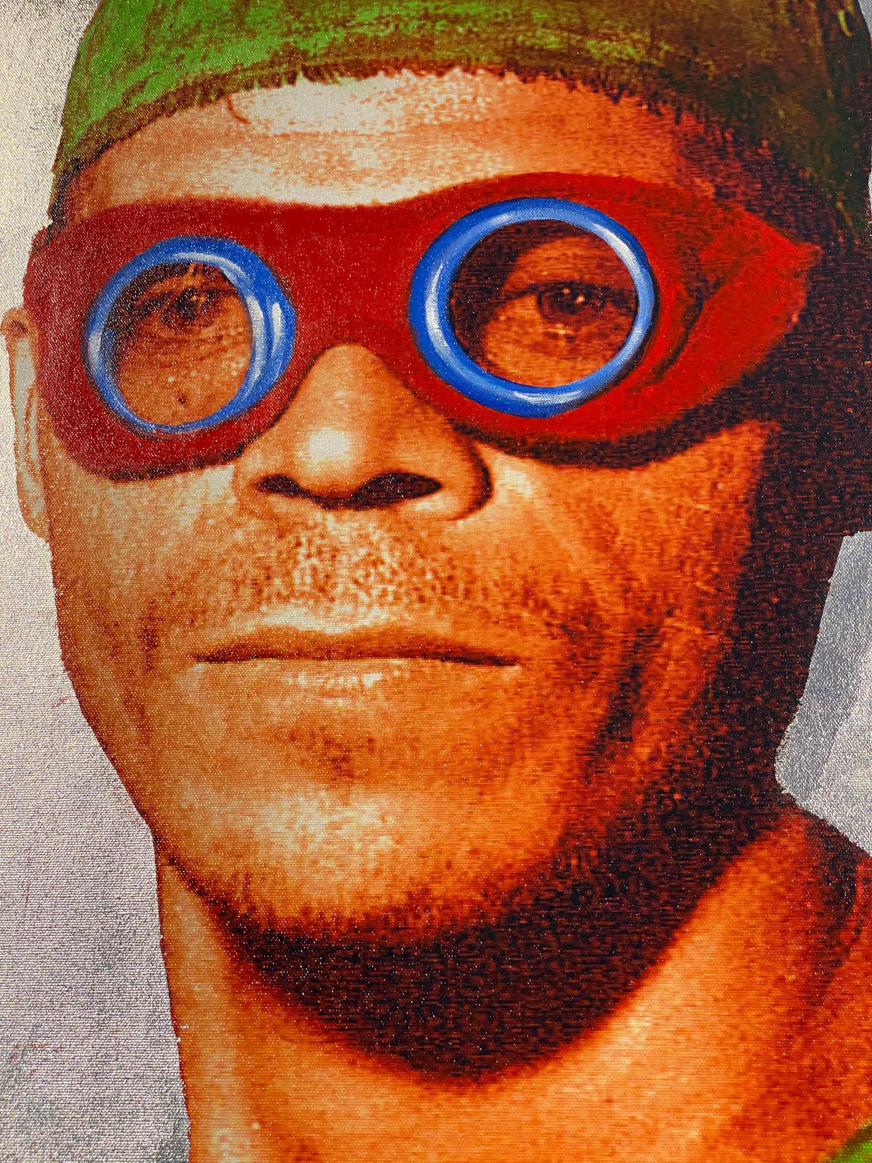 Iluminado, ca. 2020 Técnica mixta sobre lienzo , hoja de metal número de edición: 1/7 - Portrait Photograph Oro de Carlos Mercado