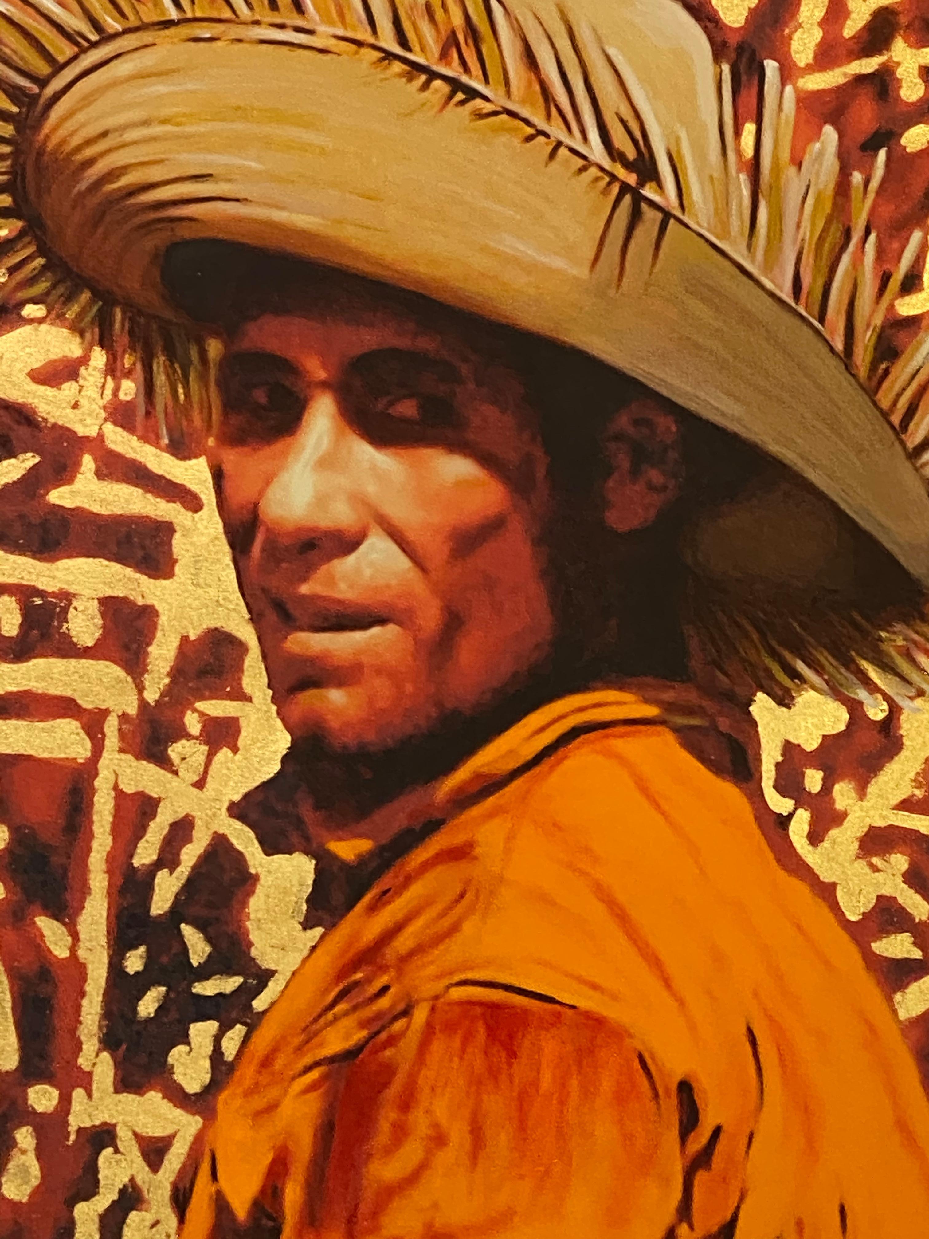 Mete Caña , ca. 2020 Gemischte Medien auf Leinwand, 23k Blattgold Auflage: 1/7 (Zeitgenössisch), Photograph, von Carlos Mercado