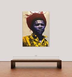 Evaristo , ca. 2020 Tecnica mista su tela, foglia di metallo numero di edizione: 2/7