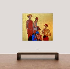 Fumando Esperan, ca. 2020 Mixed media on canvas , 23k gold leaf, edition 1/7