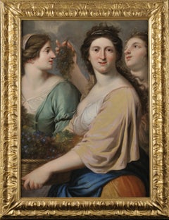 17th Century Baroque Style French School The Three Graces Oil on Canvas