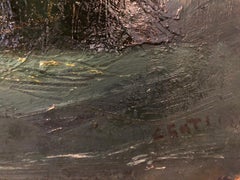 Abstract Expressionist Italian Landscape Giuseppe Centi Oil on Panel