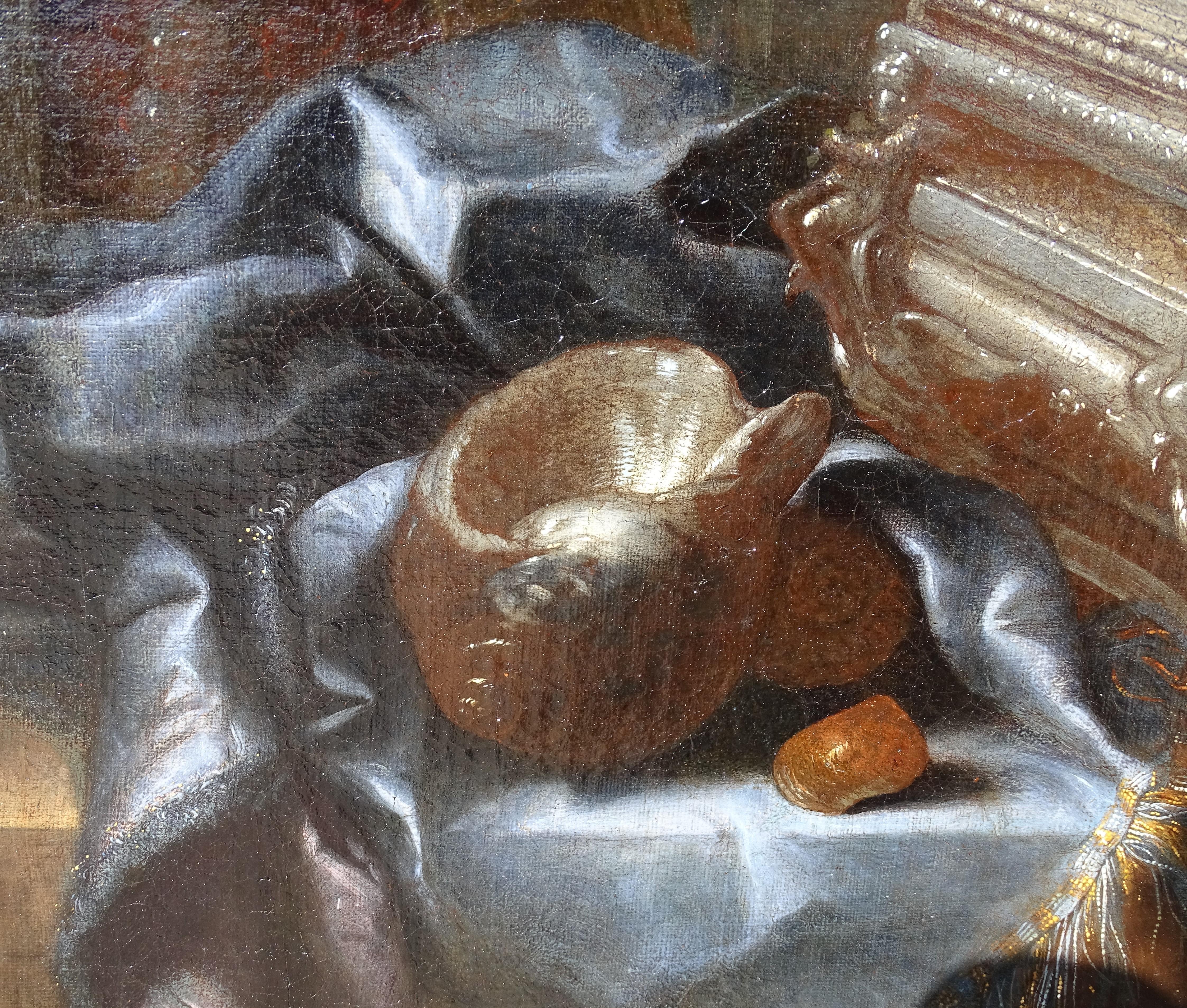 Baroque Still Life Meiffren Comte 17th Century Oil on Canvas For Sale 2