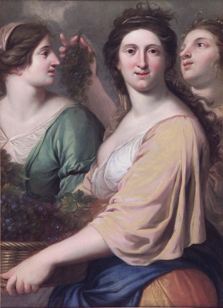 17th Century Baroque Style French School The Three Graces Oil on Canvas - Painting by Eustache Le Sueur