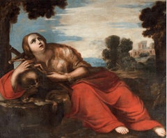 17th Century Baroque Style Il Pomarancio Penitent Magdalene Oil On Canvas