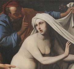 17th Century Baroque Style Pacecco De Rosa Susanna and the Elders Oil on Canvas