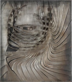 Fritz Vahle, abstract Iron Relief, 1967, German Artist, Silver