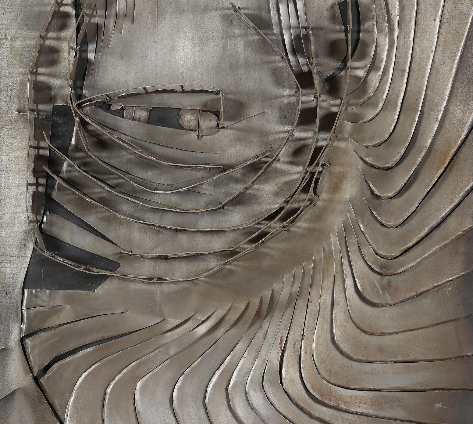 Fritz Vahle, abstract Iron Relief, 1967, German Artist, Silver For Sale 1