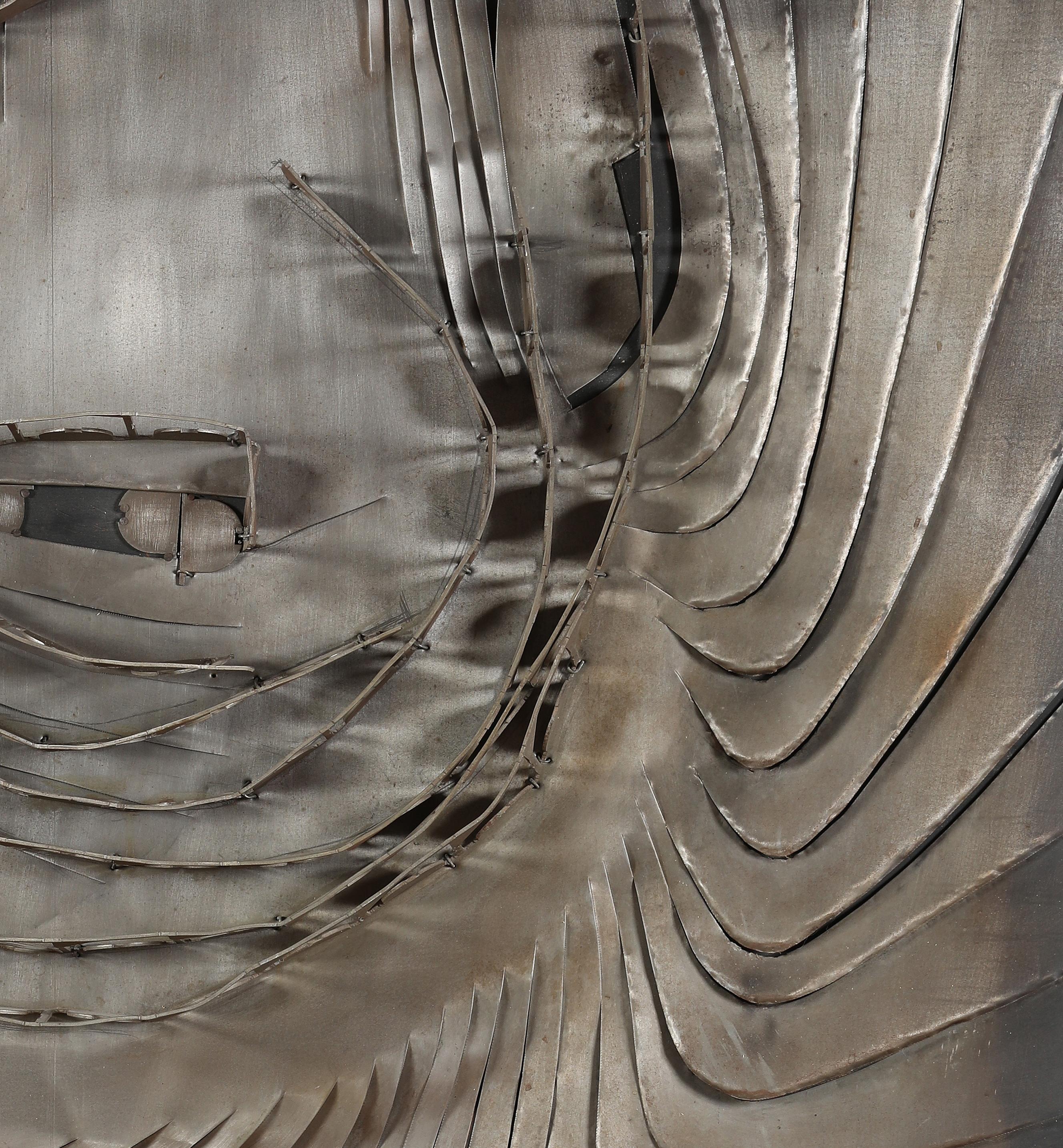 Fritz Vahle, abstract Iron Relief, 1967, German Artist, Silver For Sale 3