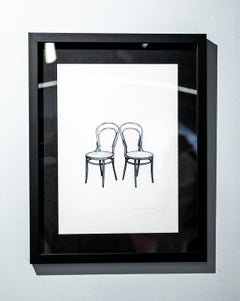 Untitled (Touch) - Contemporary Black and White Watercolor Drawing